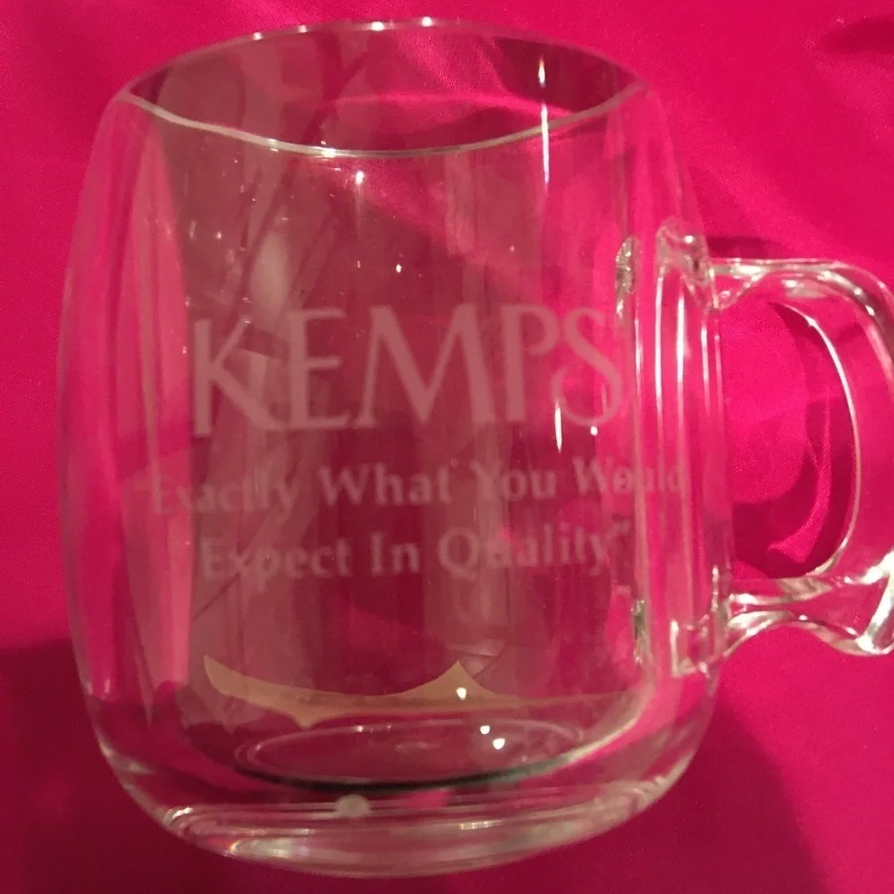 Set of 4 Kemps Glass Tea Cups Coffee Mugs Drinking Glass With Handle